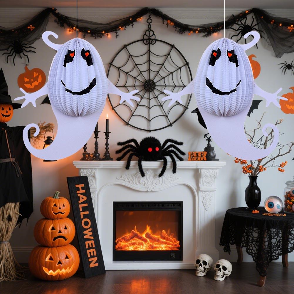 Halloween Hängedeko Geist Hexe Spinne Kürbis Papierlaternen DIY Halloween Hänge-Bastelarbeiten Halloween Veranda Deckenhänger