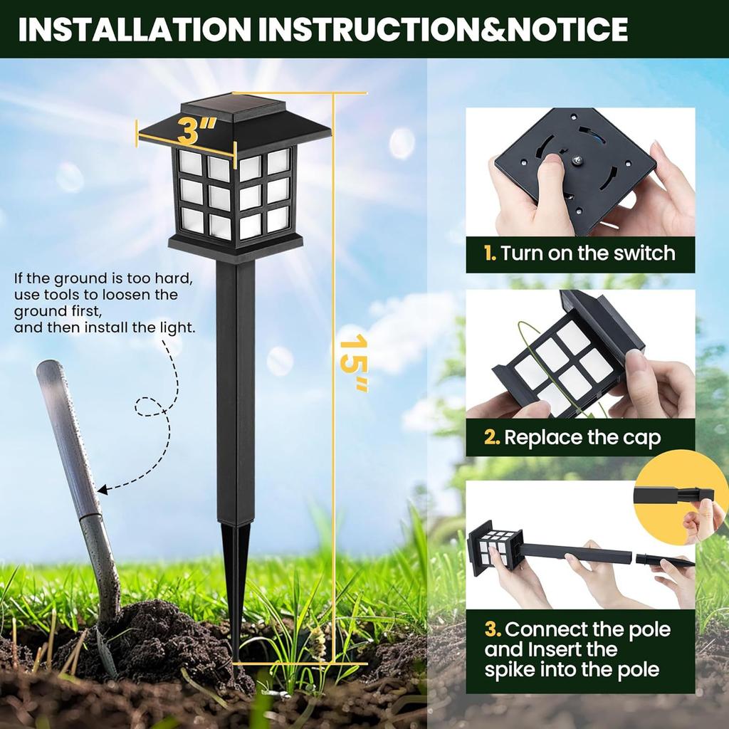 1Pc Solar Pathway Lawn Light Waterproof Outdoor LED Lamp Garden Flower Bed Landscape Yard Patio Driveway Walkway Path Lighting