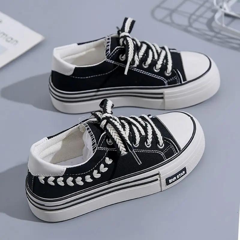 New In Lace Up Canvas Shoes for Women Comfortable and Elegant Daily Routine Deals Y2k Fashion High Quality Light Woman Footwear