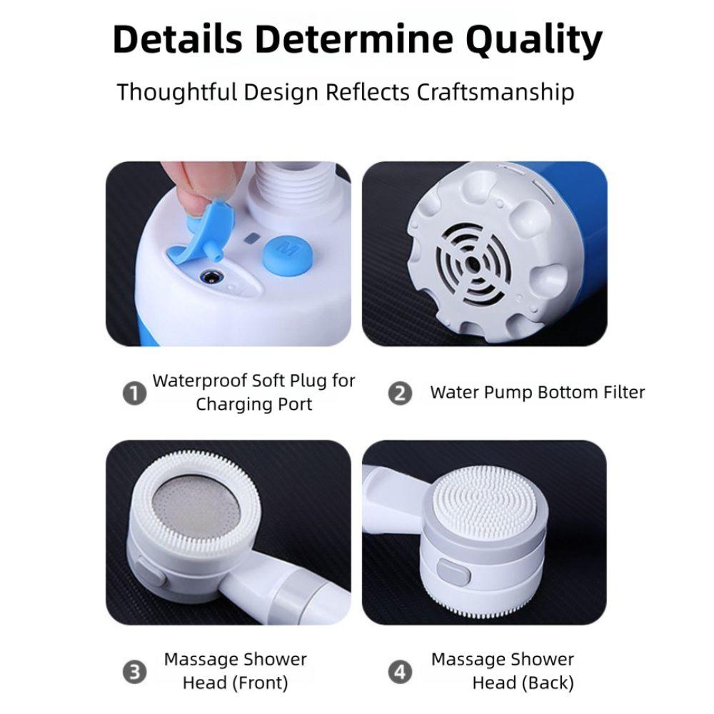 Rechargeable Portable Camping Shower Temperature & Battery Digital Display Shower Pump  Household