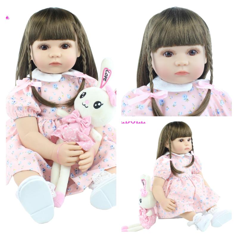 BZDOLL 60cm Soft Silicone Reborn Baby Doll Toys Like Real Vinyl Princess Toddler Alive Bebe Girl Bonecas Kids Birthday Gift