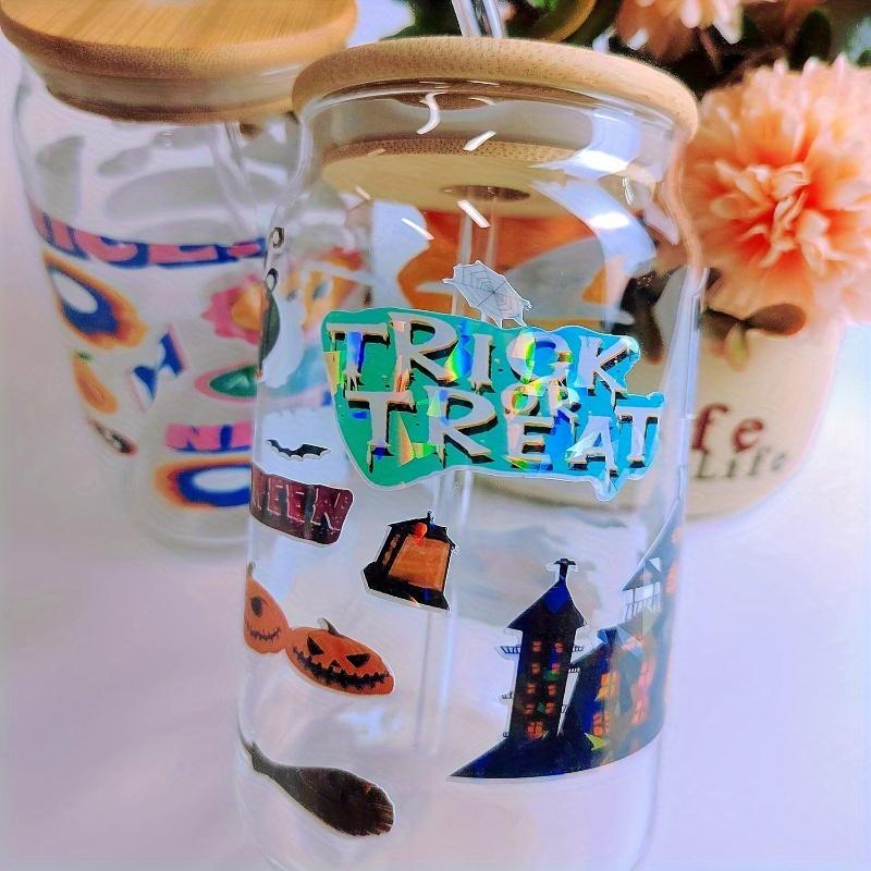 50/100 Sheets Holographic Broken Glass Cold Lamination Film Self-Adhesive Holographic Vinyl Sticker Waterproof Clear