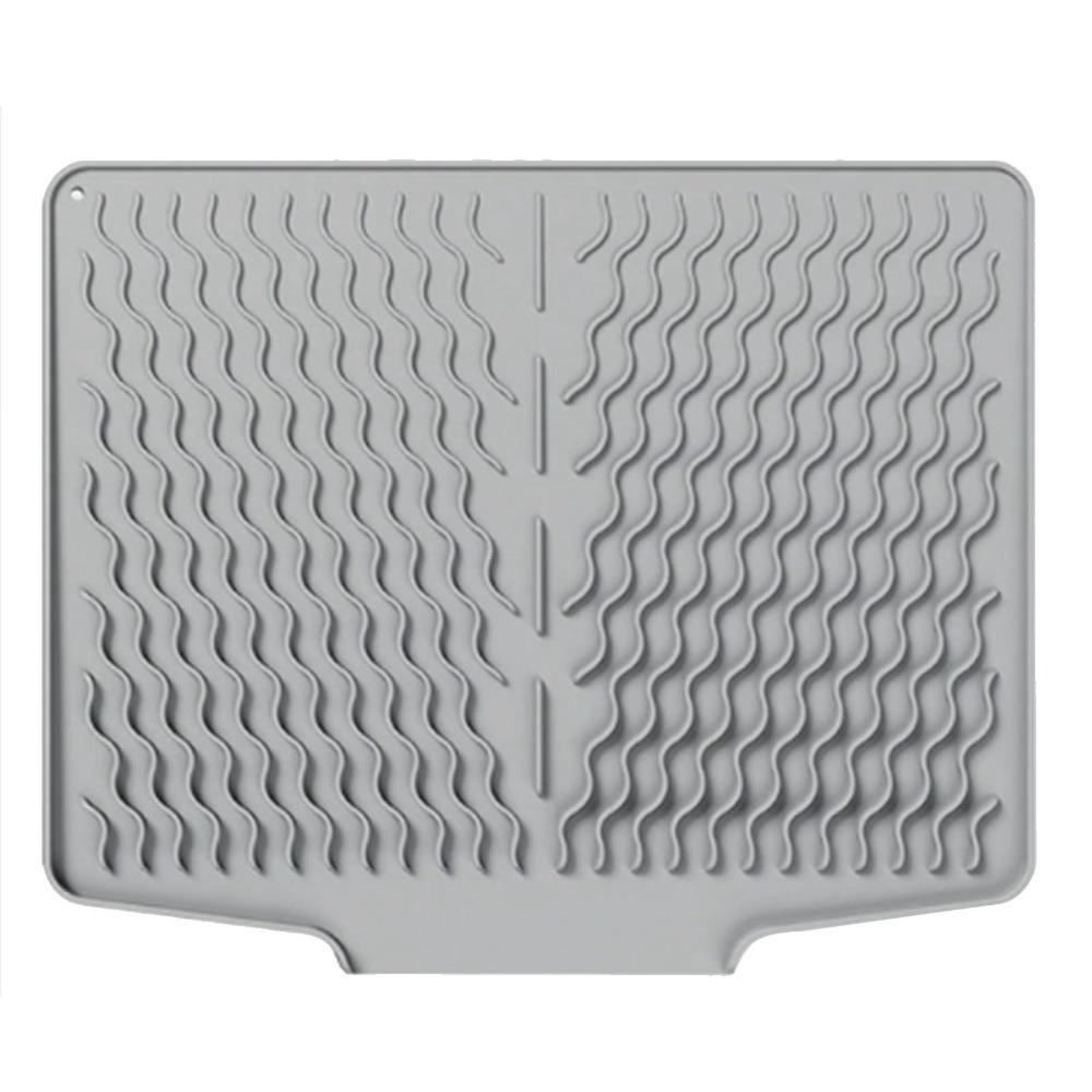 Silicone Dish Drying Mat Black Grey Drain Lip Drain Pad Built-in Drain Heat Resisting Kitchen Counter Pad Kitchen Countertop