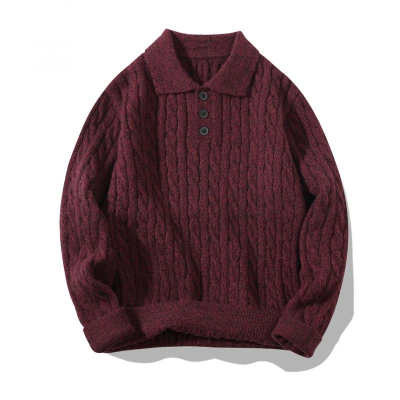 Mr. NR Men's Light Luxury Casual Polo Shirt - Solid Color, Fine Stripe, Brushed Knit Sweater