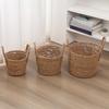 Wicker Planter Basket with Handles Indoor Outdoor Plants Rattan Woven Planter Pot Home Living Room Balcony Garden Round Decorative Flower Pot