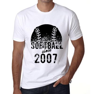 Men’s Vintage Tee Shirt Graphic T Shirt Softball Since 2007 White