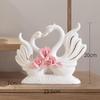 Set of 2 Swan Figurines Ceramic Craft Animal Statues for Home Display