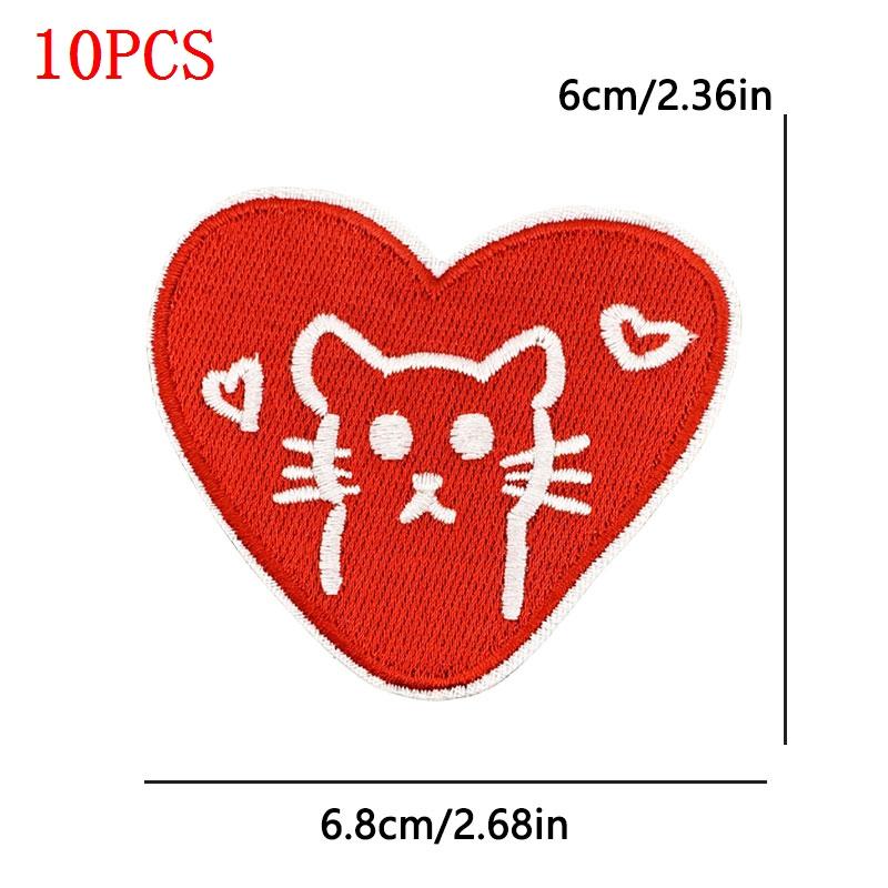 10PCS/Lot Wholesale Black Red Patches Heart Start Iron On Patches For Clithing Love Lip Embroidery Patches On Jeans Accessories