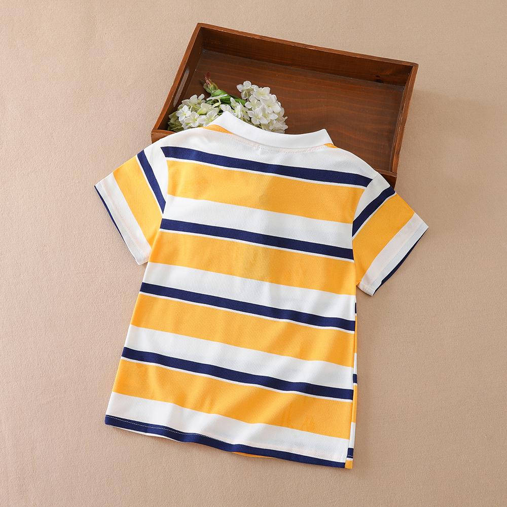 Polos Rayés pour Garçons 5-12 Ans Enfants Été Manches Courtes Col à Revers T-shirt Décontracté avec Badge Haut Uniforme Scolaire Enfant T-shirt