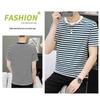 ROMON Herren Casual gestreiftes Kurzarm-T-Shirt