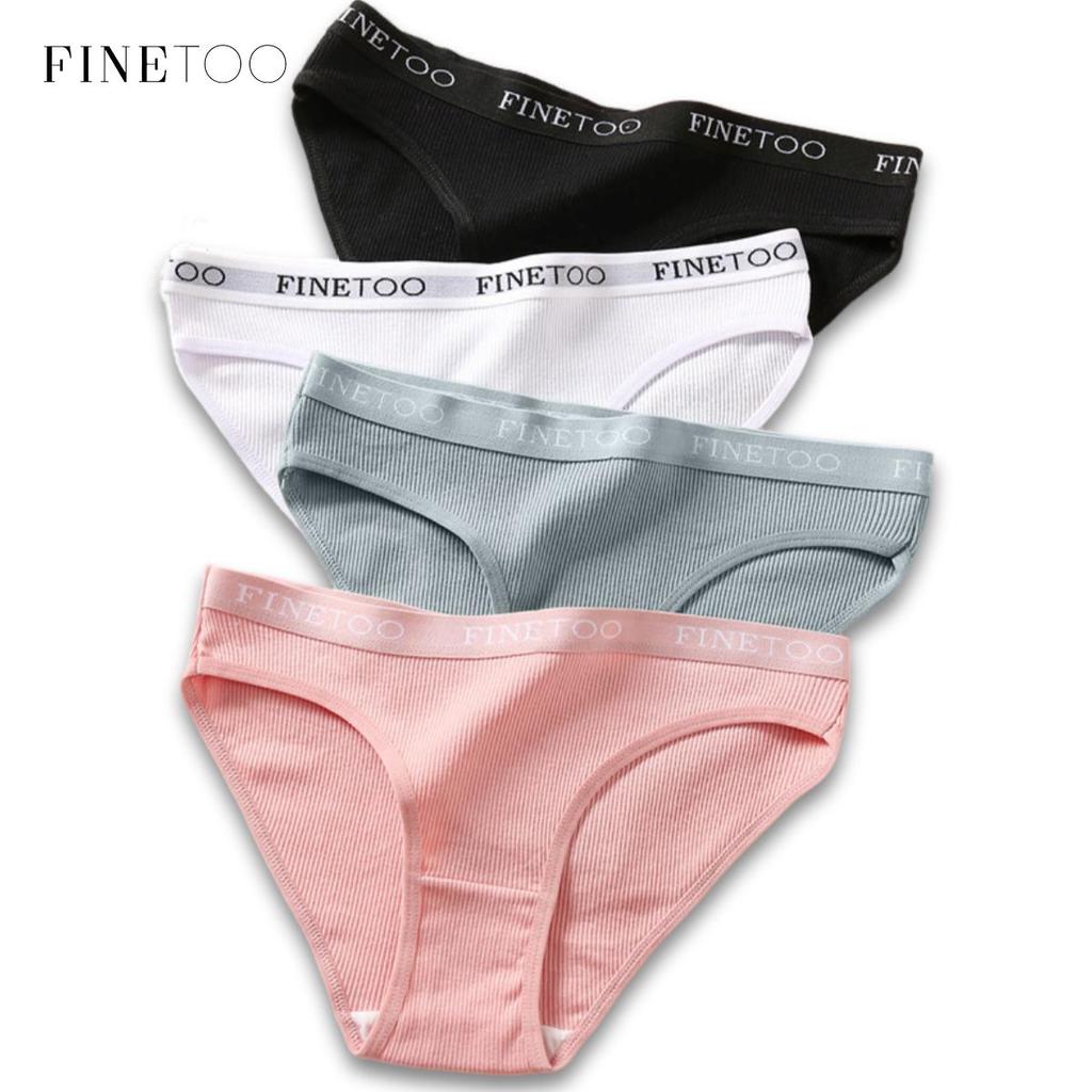 FINETOO 3STK/sett Dame Bomullsundertøy Truser Undertøy Letter Underbukser Dame 9 Ensfarger M-XXL Kvinne Sexy Truser