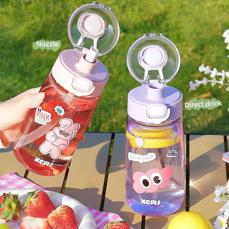 New Cute Water Bottle For Kids Girls Female Transparent Plastic Cup Large Capacity Outdoor Sports Portable Sippy Cup BPA Free