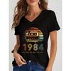 Maglietta Stampa Grafica Edizione Limitata Vintage 1984/1975 T-shirt Donna Manica Corta Scollo a V Top Magliette Divertenti Anni della Radio Donna Tshirt