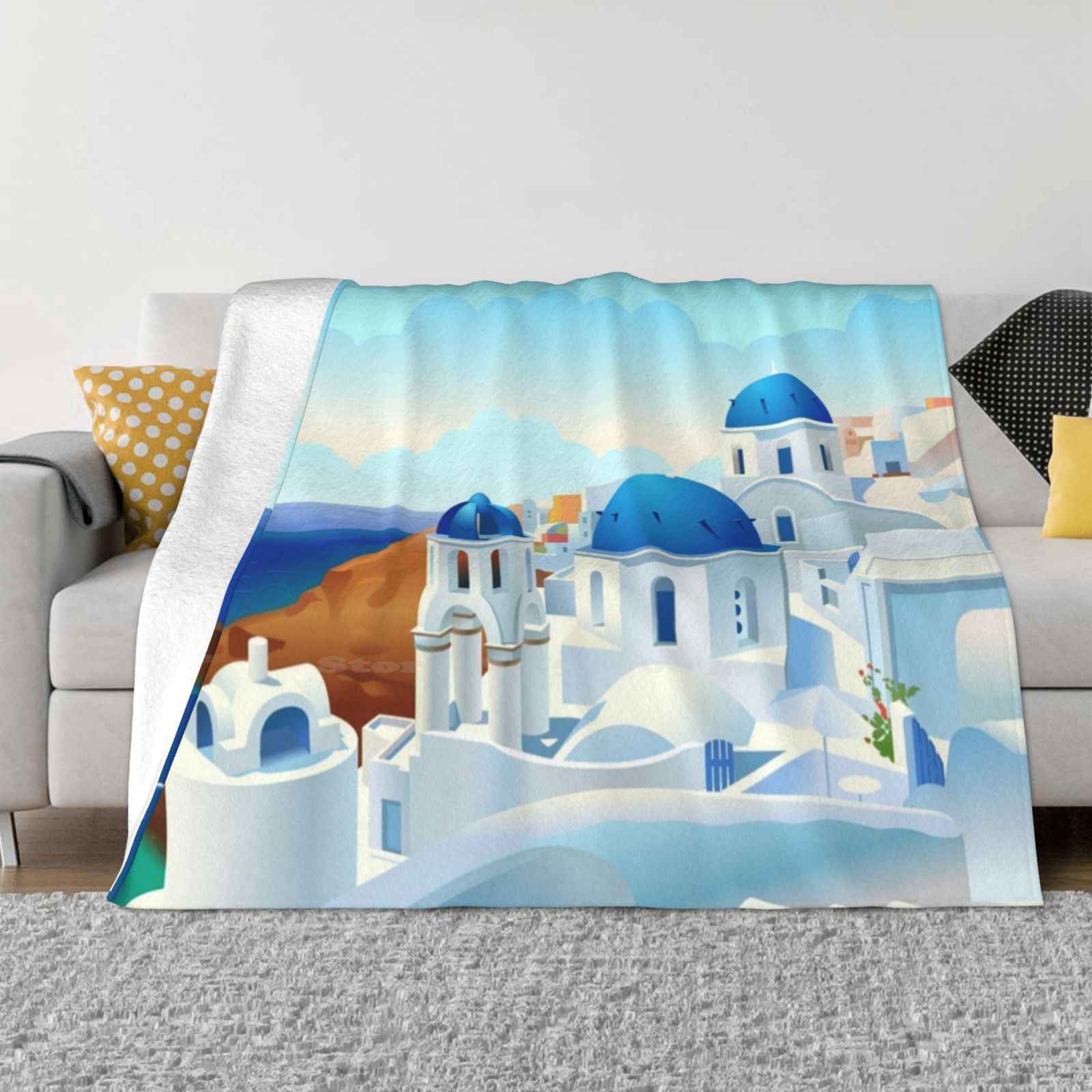 Санторини Мода Мягкое Теплое Фланелевое Одеяло Мировая Культура Греческий Греция Острова Греция Санторини Древняя Греция Миф Европа 30x40in