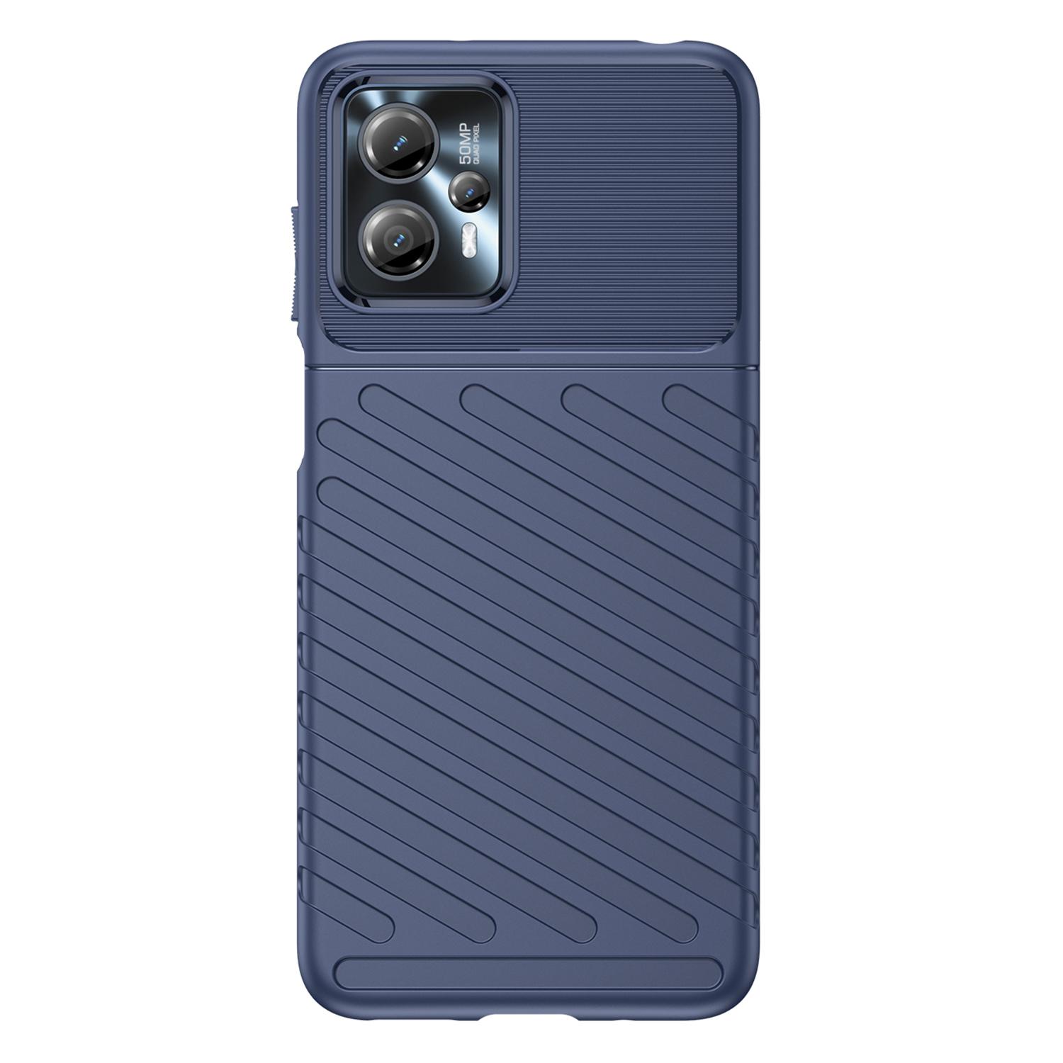 

For Motorola Moto G13 4G/G23 4G Thunder Series Twill Texture Smartphone Shell Cover Thickened TPU Cell Phone Case Blue