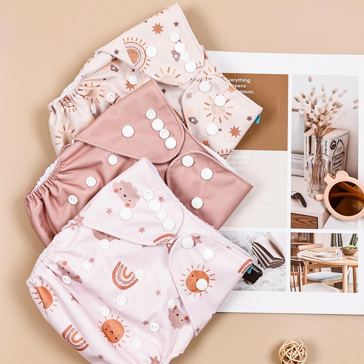 

3 Pcs Ecological Baby Washable Reusable Cloth Pocket Diaper Baby Nappy With One Pocket Fit 3-15kg Baby one size