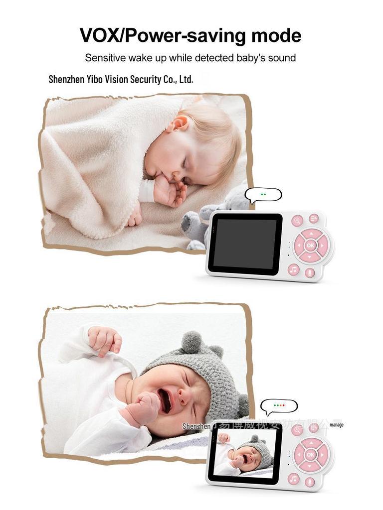 2.8" Wireless Baby Monitor with Cry Detection, Night Vision, Two-Way Talk, and Feeding Timer.