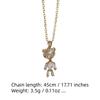 1 Piece Simple Artificial Crystal Bear Pendant Necklaces for Women Golden Stainless Steel Necklace Jewelry Daily Accessories