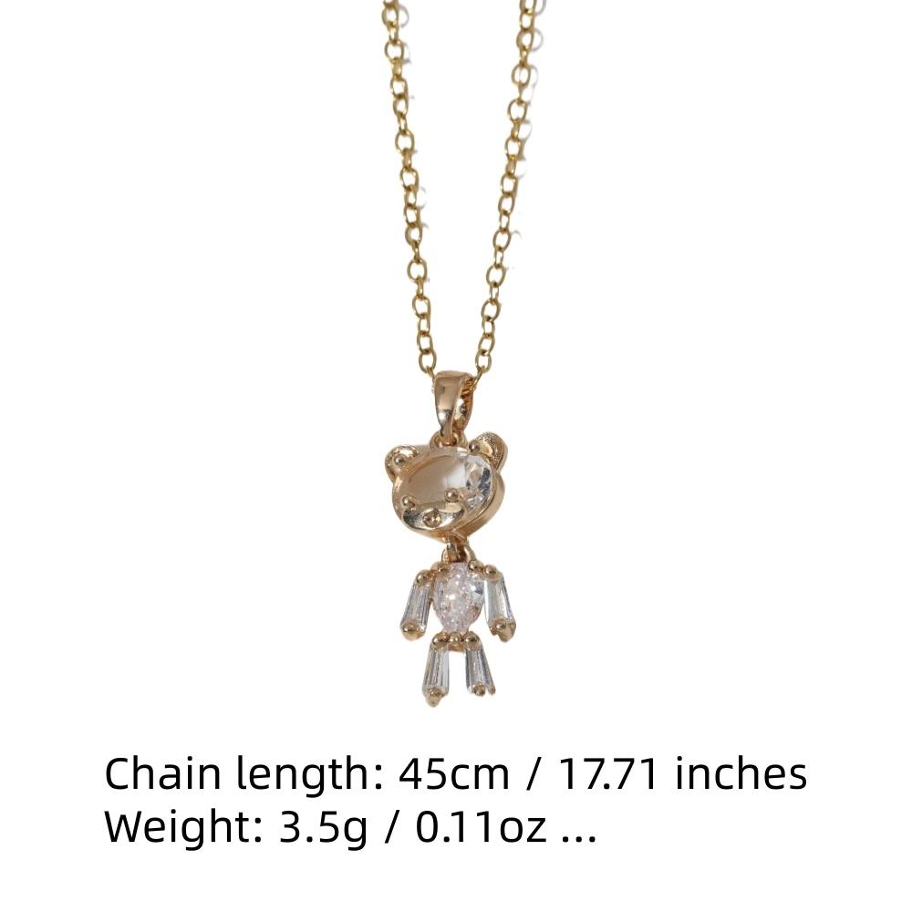 1 Piece Simple Artificial Crystal Bear Pendant Necklaces for Women Golden Stainless Steel Necklace Jewelry Daily Accessories