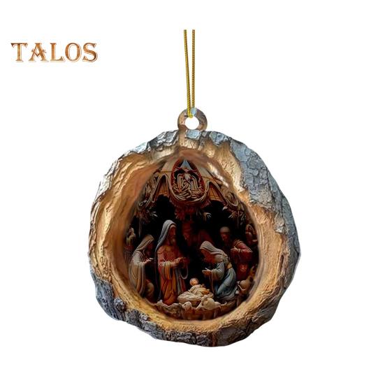 

Украшение «Рождение Иисуса», 2D акриловое украшение для автомобильного зеркала, овальный дизайн, рождественская елка, украшение для зеркала заднего вида автомобиля, подвесное украшение для автомобиля, деревенское тепло D