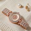 Women's Rhinestone Bracelet Watch Alloy Roman Numerals Quartz Wristwatch with Densely Set Crystals, 7mm Ultra Thin Lightweight Design for Office