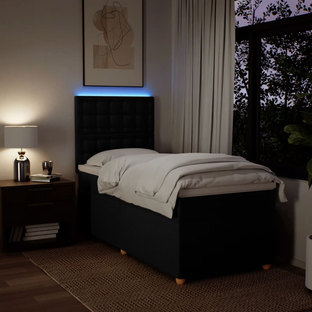 Box Spring Bed with Mattress Black 100 x 200 cm Fabric