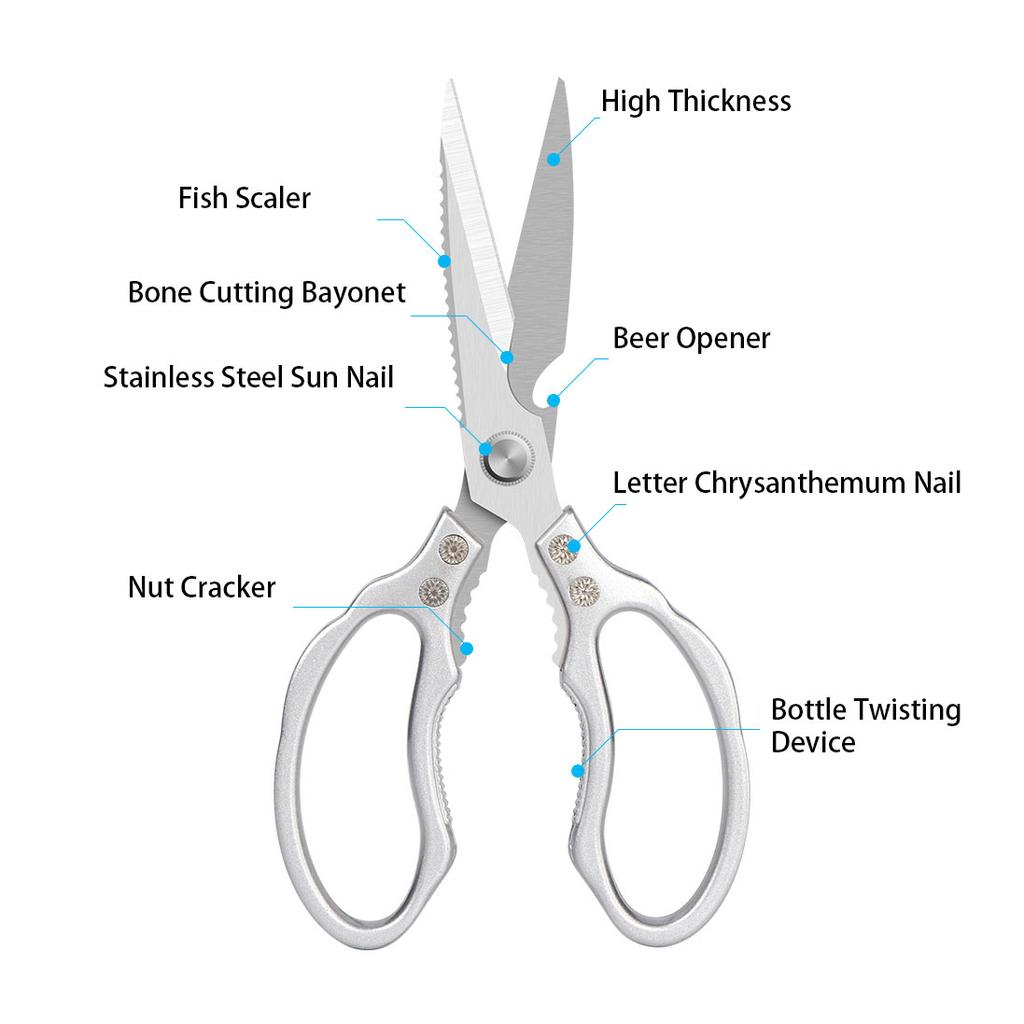 Multifunctional 5CR13 Japanese Stainless Steel Durable Kitchen Scissors For Roast Meat Shear Knife Can Cut Meat Fish Vegetable