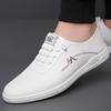 Men's shoes 2025 summer new versatile lightweight thin men's casual leather shoes one pedal soft-soled non-slip white shoes