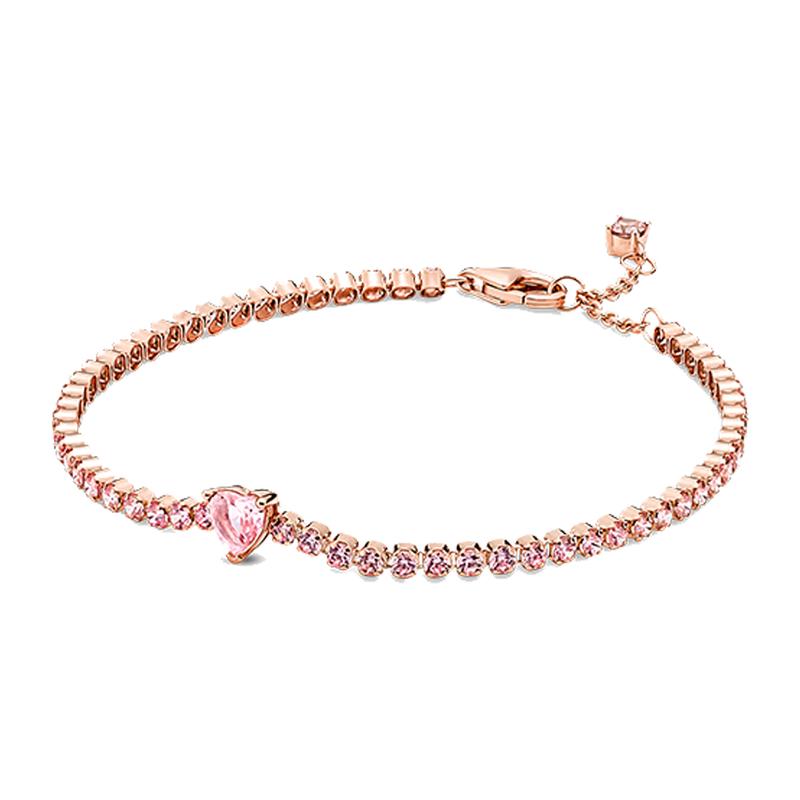 Pandora Sparkling Heart Embellished Tennis Bracelet Women s 580041C01