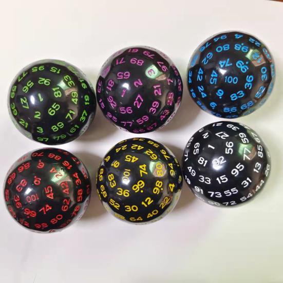 Number Dice Multi-sided Engraved Number Bright Color Easy To Read Acrylic 100 Sided Polyhedral Dice Table Games Board Game Props