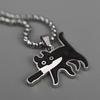Stainless Steel Cartoon Knife Cat Pendant, Cute and Unique Couple's Necklace Accessory