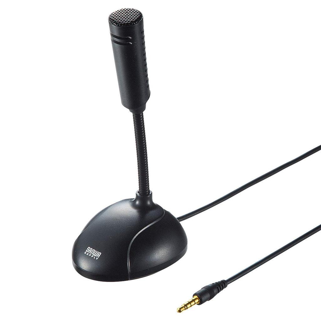Sanwa Supply PC Microphone for Mini High-Sensitivity 3.5mm 4-Pole Plug, Non-Omnidirectional, MM-MC31