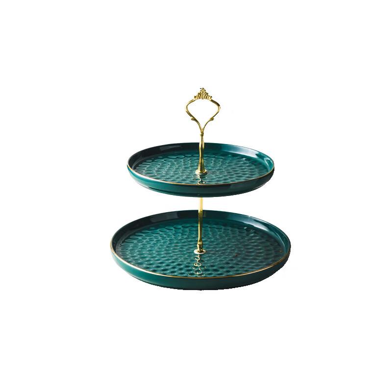 Light Luxury Ceramic Double-Tiered Dessert Plate