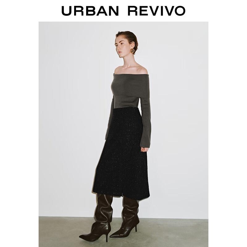 Damen schulterfreies enges Strickoberteil mit Rüschenärmeln