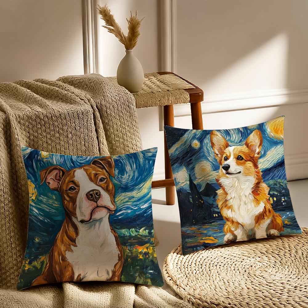 Cute Dog Cushion Cover Pillowcase Anti-Dustmite Living Room Sofa Decor Cushion Room