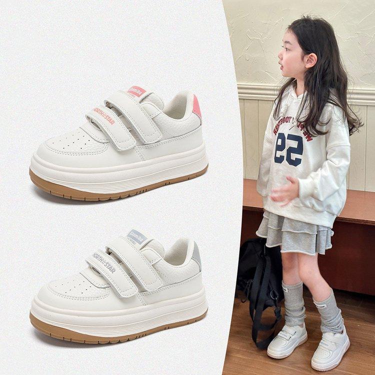 Children's board shoes 2025 spring new Korean version girls Velcro casual board shoes little white shoes boys sports shoes