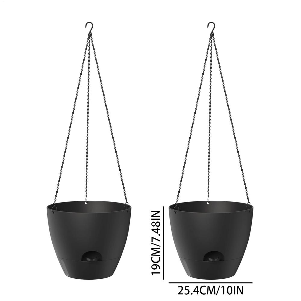 2pcs Self Watering Pots for Indoor Plants Flower Pots Planter with Drainage Holes Plant Hanger Home Office Decor