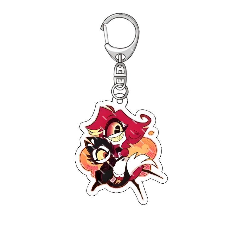 Anime Keychain Hazbin Hotel Cartoon Model AD Alastor Sir Pentious Adam The Exorcist Charm Car Key Ring Bag Accessories Gift