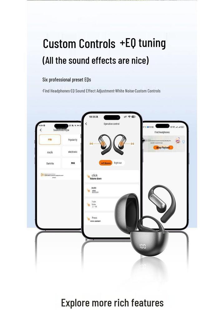M118 AI Smart Translation Earbuds with Long Battery Life and Display, Semi-in-ear, Ear-hook Bluetooth.