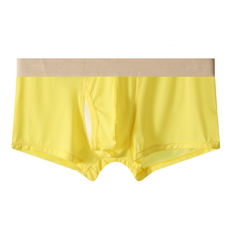 Men's Summer Sexy Ice Silk Thin Breathable Side Open Flat Angle Briefs
