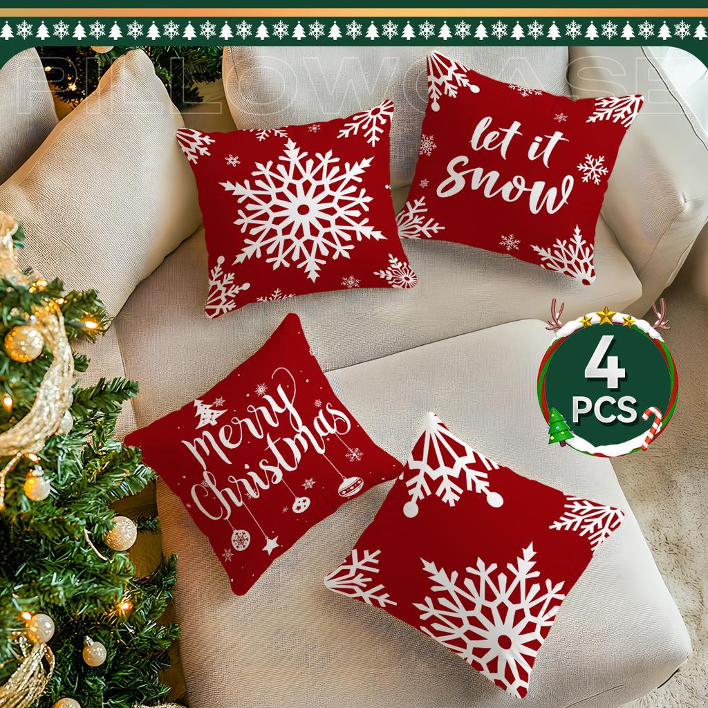 Christmas Snowflakescushions Pillowcase Polyester Cushion Cover Throw Pillow Sofa Decoration Pillowcover Home Decor