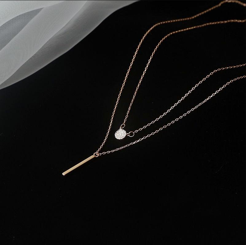 Square Bar Rhinestone Double Layer Necklace: 2022 Elegant Clavicle Choker for Women