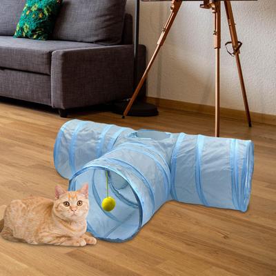 Kočičí tunelová trubice hračka skládací odolná proti poškrábání hra pro vnitřní kočky s míčkem králík
