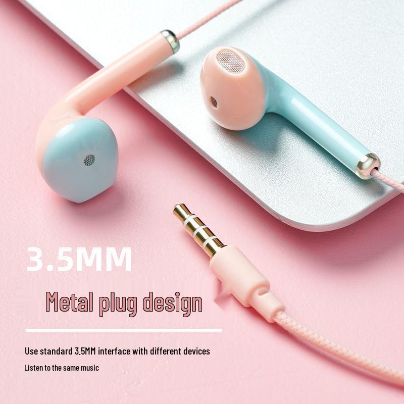Macaron Two-Tone Heavy Bass In-Ear Wired Earphones: Universal Earplugs for Students