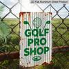2D Flat, 1pc Golf Pro Shop Aluminum Sign - 8x12 Inch Vintage Golf Clubs & Ball Design - for Man Cave, Office Decor - Easy Hang Pre-Drilled Holes