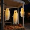 Glowing Ghost for Front Door 3 Pcs Lighted Dog Hanging Ornaments Spooky Halloween Outdoor Flying Decorations Gauze with LED Light Tree Porch
