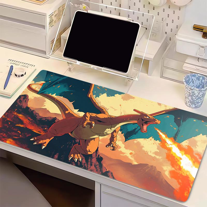 Esports Mouse Pad Natural Rubber Pokemon Charizard Computer Smooth Flexible Gamer PC Computer Keyboard Pad Kawaii Big Mosuepad