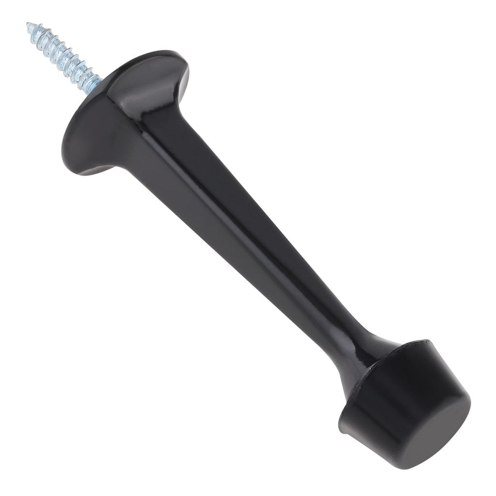 Black Silver Adjustable Heavy Duty Door Stopper Rigid Design Soft Rubber Tips Wall Protector Universal