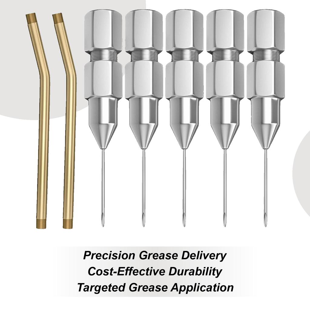 Grease Needle Tip 5 Pieces Detachable Ultra-Slim Grease Straight Nipple Tip Kit For Truck Vehicle RV Sedan Automotive Pickup