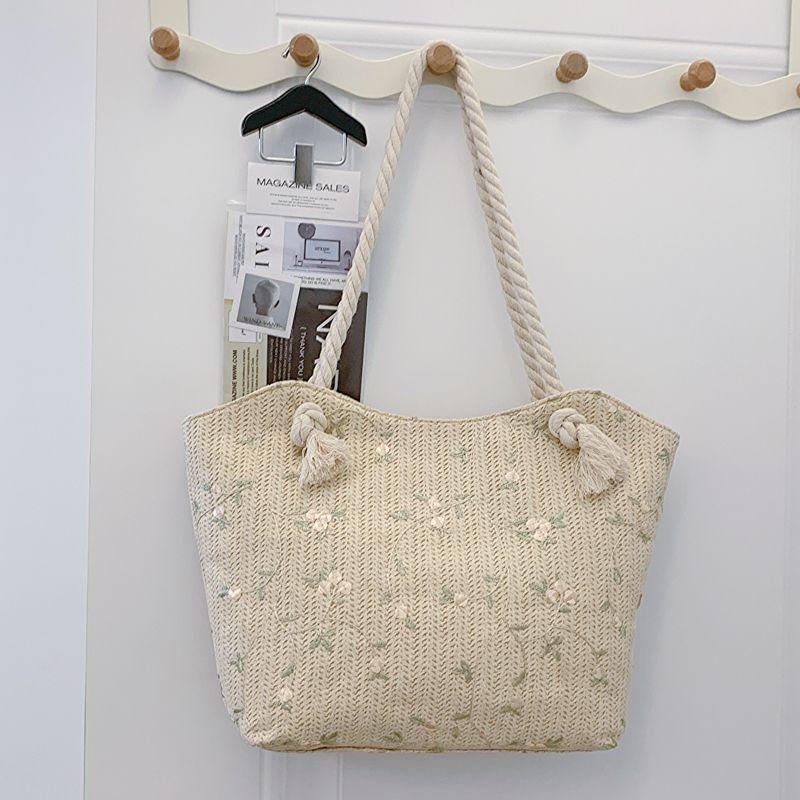 Large Capacity Woven Bag Women s New Artistic Shoulder Bag Large Capacity Grass Woven Versatile Tote Bag покинуть белый 1413₽